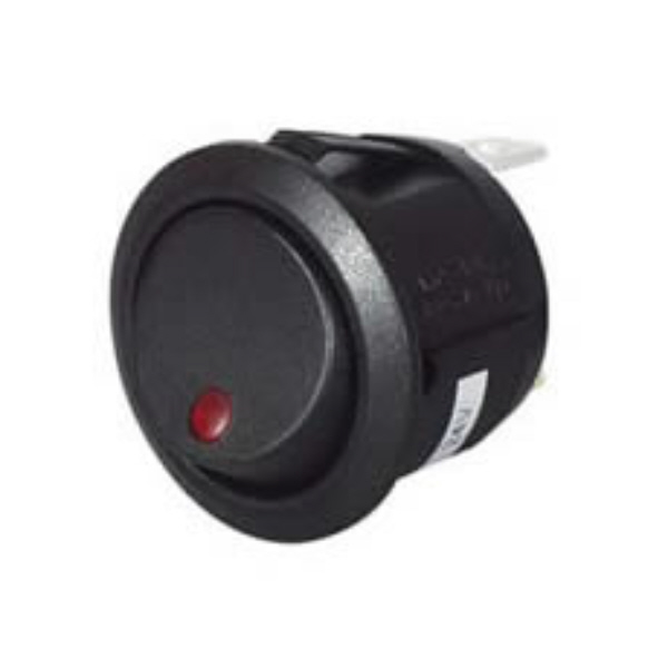 Amber LED On/Off Round Rocker Switch - 12/24V Pack Qty 1