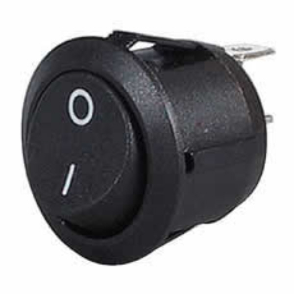 Black On/Off Round Rocker Switch - 12/24V Pack Qty 1